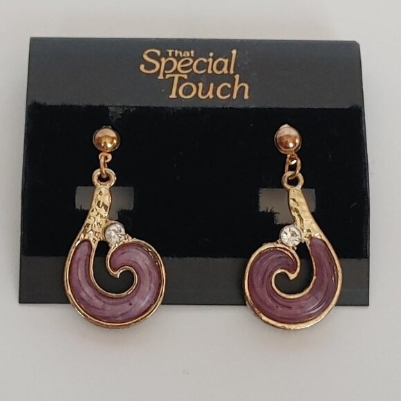 Vintage Lavender Swirl Necklace and Earrings Set BNWT That Special Touch Gold - Picture 2 of 6